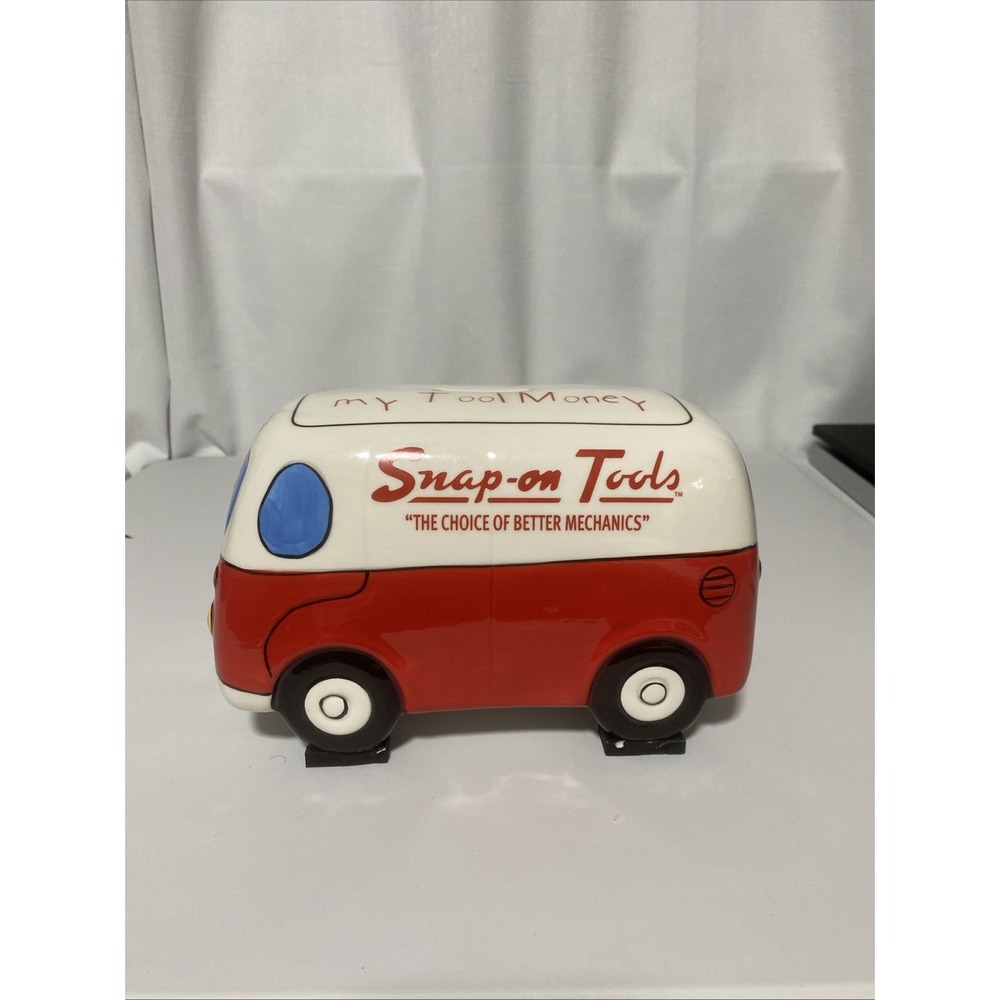 Snap-on Ceramic Vehicle Piggy Bank Red White Van SSX17P121 Original